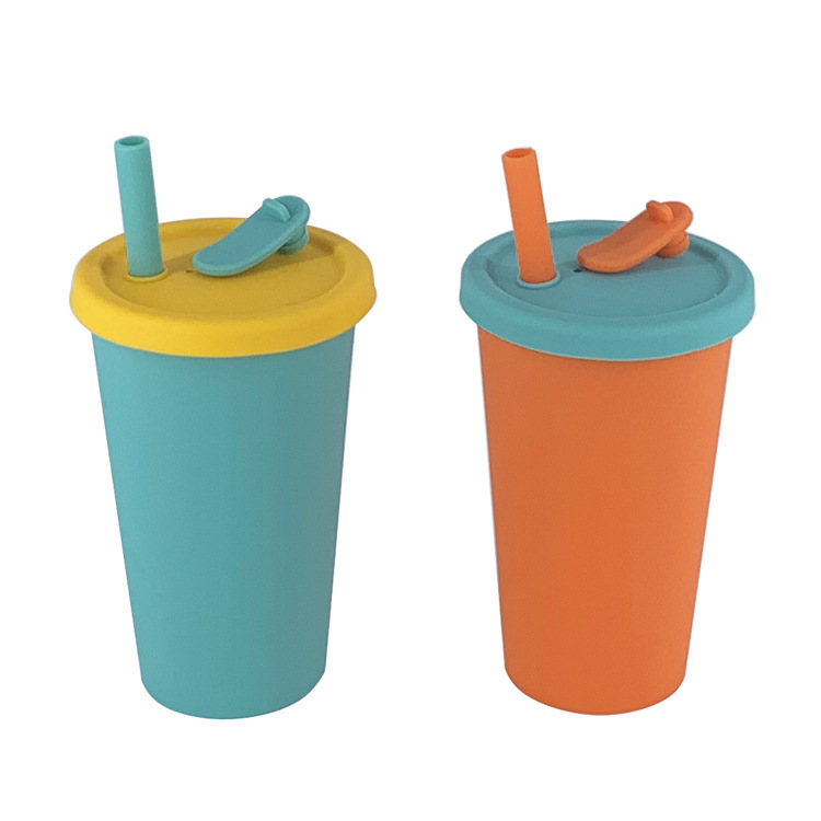 Food-Grade Platinum Silicone Portable Cup with Reusable Straw, Coffee Rinse Cup, Portable Minimalist Design
