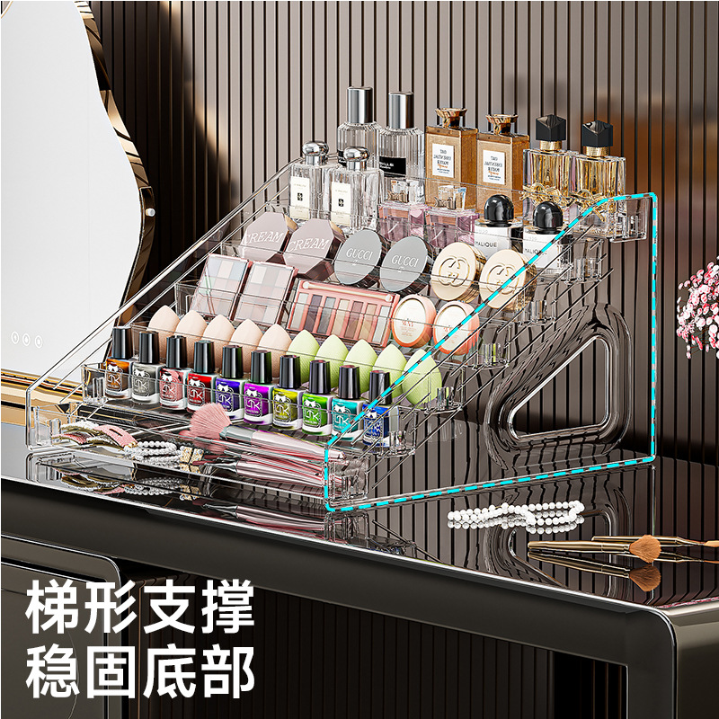 Transparente trapezförmige Kosmetik-Organizer Box Schminktisch Tischplatte Aufbewahrungsregal Make-up Pinsel Lippenstift Parfüm Aufräum- und Präsentationsständer