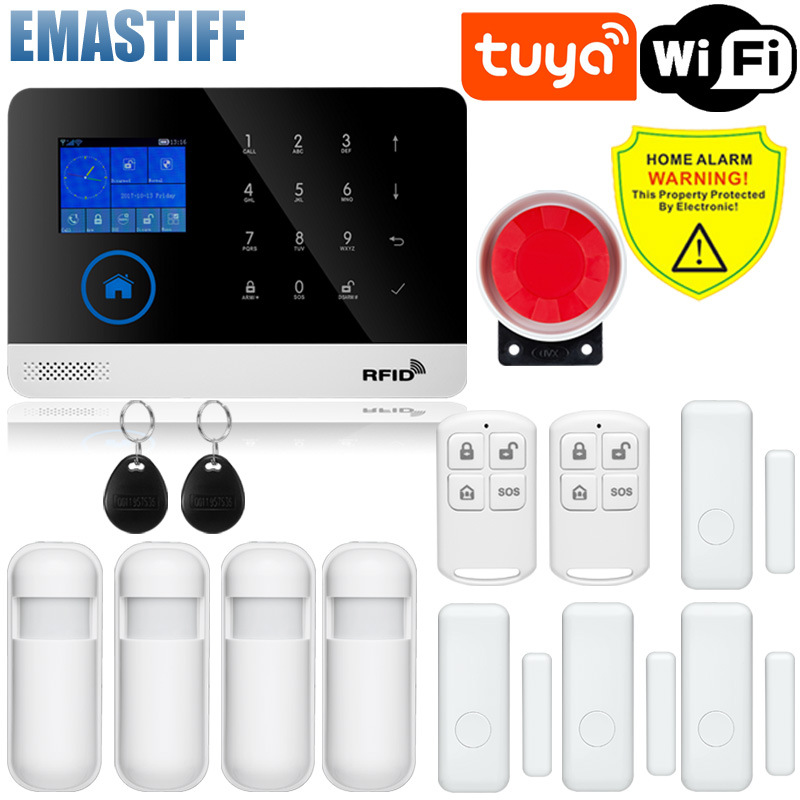 GSM防盗报警器TUYA WiFi双网智能防盗系统 老人小孩一键报警系统