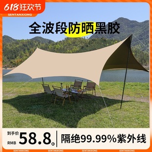 Outdoor Vinyl Canopy Portable Thickened Camping Rainproof Sunshade Oxford Cloth Silver-Coated Sunshade Beach Pergola Picnic