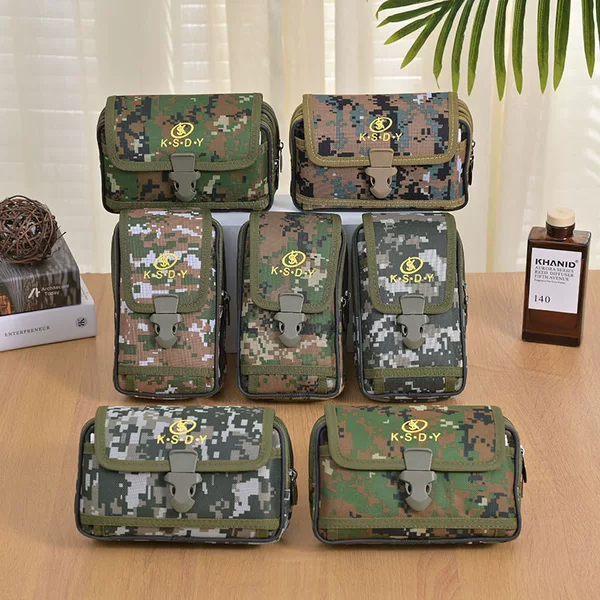 Construction site work mobile phone waist bag stall supply multi-functional horizontal and vertical camouflage hanging bag middle-aged and elderly wear belt waist bag