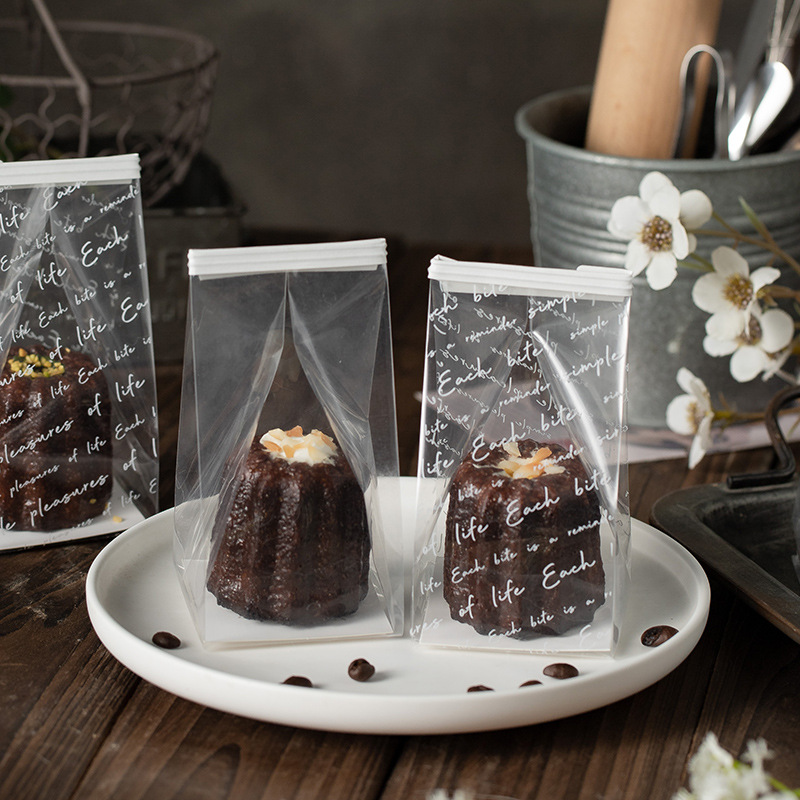 Keluli English Packaging Bag Transparent Biscuit Cookie Madeleine Candy Bag Cupcake Baking Packaging Box