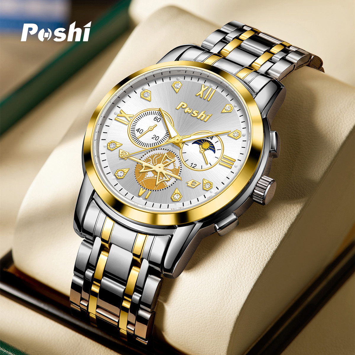 Relojes explosivos transfronterizos Calendario de acero inoxidable para hombres Moda Simple Multifuncional Negocios Casual Reloj de cuarzo Reloj para hombres