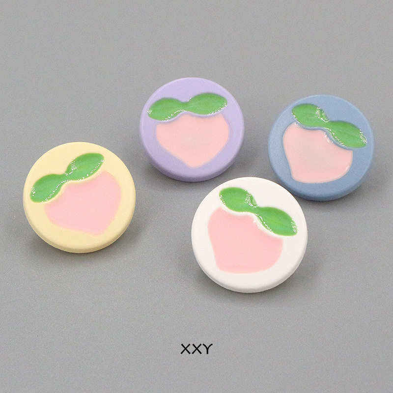 Plastic Cute Cartoon Peach Buttons Sweater Cardigan Kidsren's Buttons Colorfulful Fruit Decorative Buttons Peach Buttons