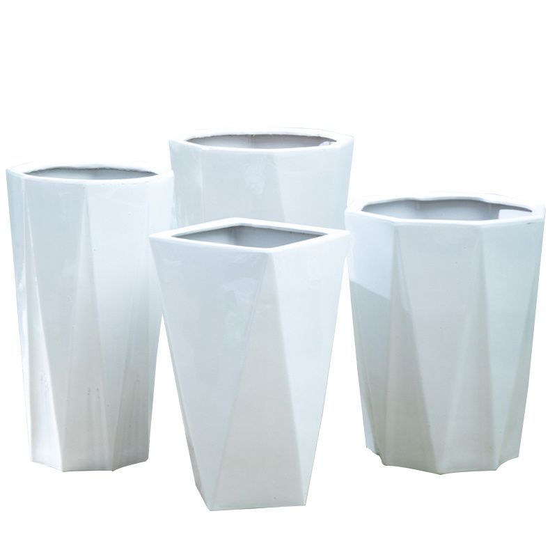 Flower pot Ceramic white octagonal tall tube floor-standing medium large extra large loose-tail sunflower pothos fortune tree potted plant