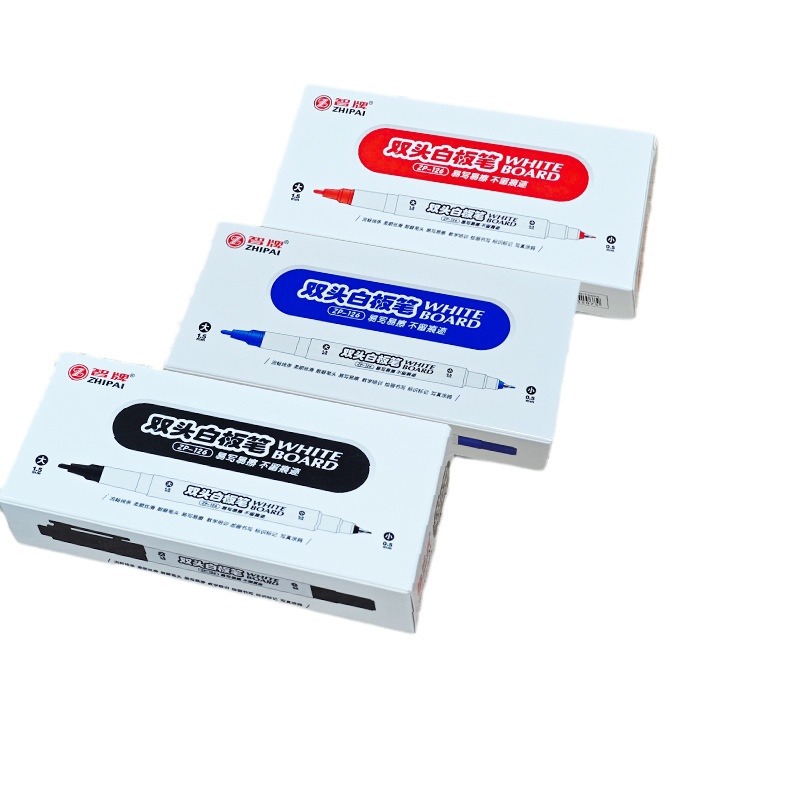 Bolígrafo de pizarra borrable de dos cabezas para maestros de pizarra de escritorio de negocios, lápiz de pizarra de agua negro, azul y rojo tricolor