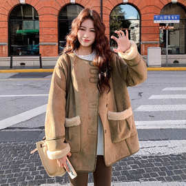 法式双面穿仿皮毛一体羊羔毛外套女冬2025新款松弛慵懒感爆款棉服