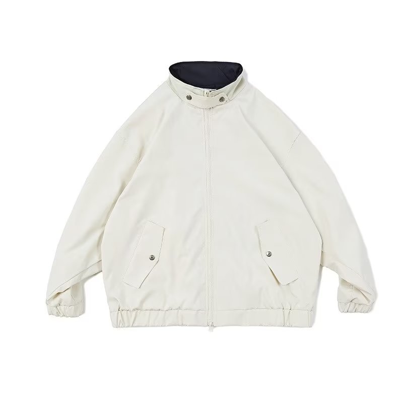 Spring and Autumn New Simple Polo Collar Work Jacket for Men and Youth Unisex Loose Versatile Coat Trend_voghion.com