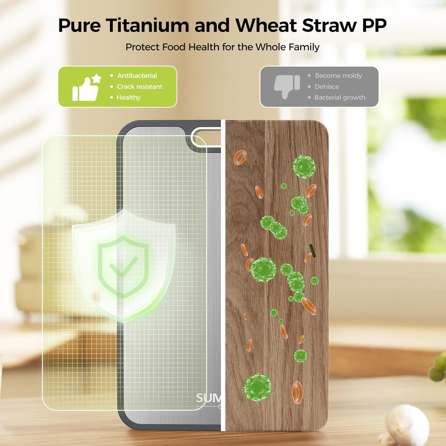 Tablero de cortar de titanio de acero inoxidable de doble pistola Tablero de cortar doméstico de doble cara Panel de enrollar Tablero de cortar Tablero de cortar Tablero adhesivo Tablero de cocina Se puede personalizar