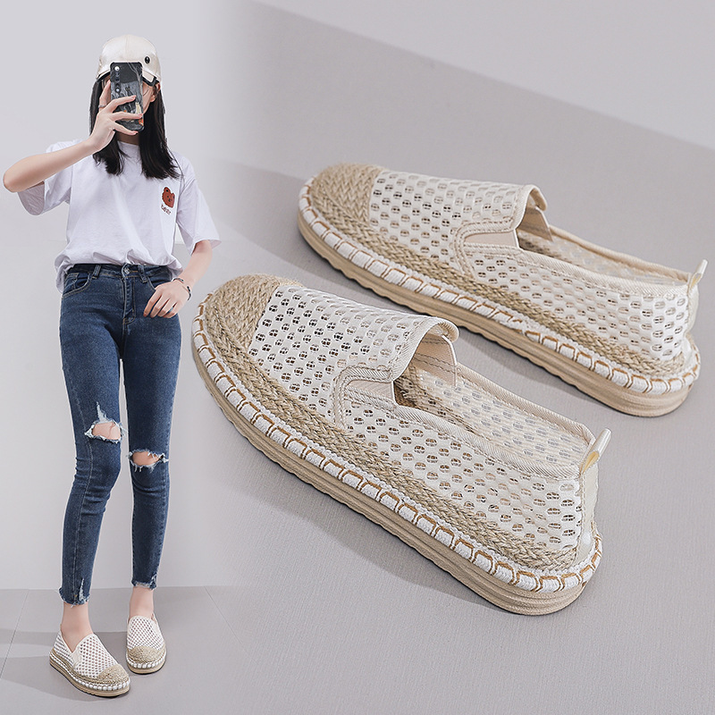 Cross-Border Summer Cut Out Mesh Fisherman Shoes for Women 2025 New Slip-On Casual Mesh Shoes for Women Old Beijing Cloth Shoes