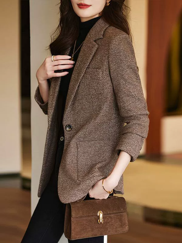 Демисезонный шерстяной модный классический пиджак, коллекция 2023 года, slim fit, плюс размер