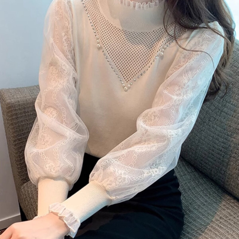 Half-Turtleneck Knit Sweater for Women, Spring 2026 New Stylish Lace High-Quality Base Layer Top Half-Turtleneck Knit Sweater for Women, Spring 2026 New Stylish Lace High-Quality Base Layer Top