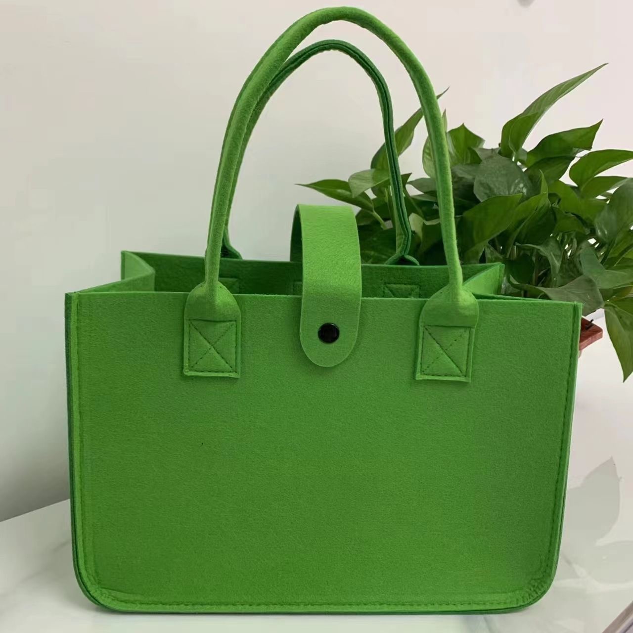 简约纯色毛毡包大容量购物手提袋毛毡托特包百搭通勤时尚手提包