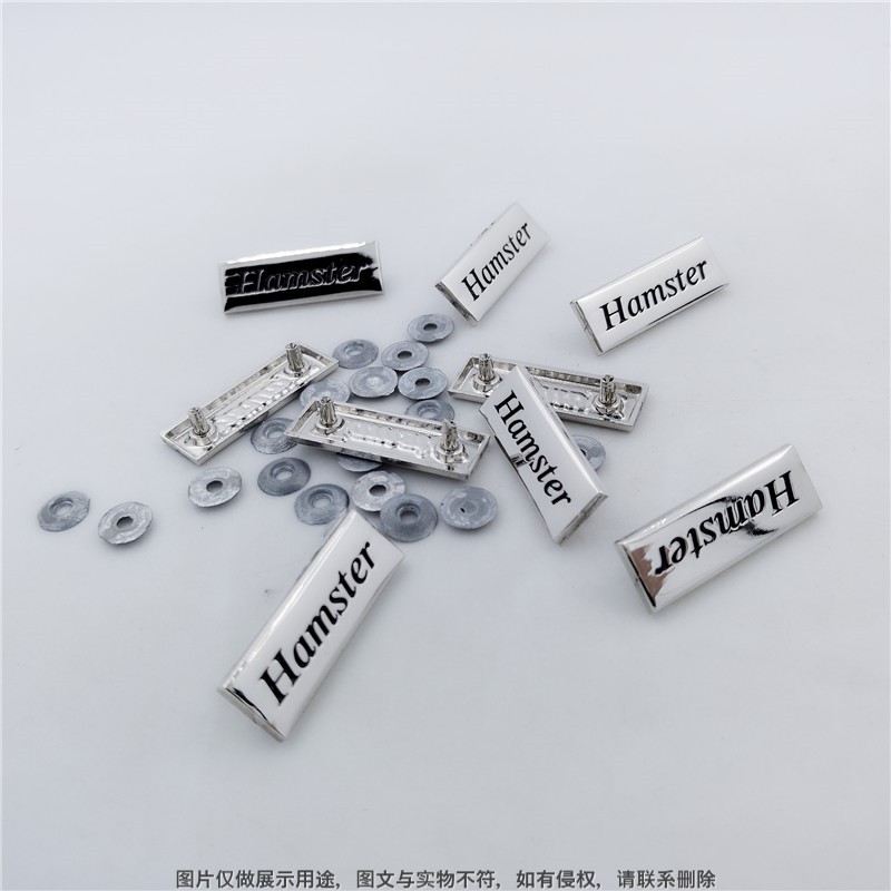 宠物笼子标牌定做 Hamster仓鼠 白钢电镀凹字点漆logo不锈钢牌厂