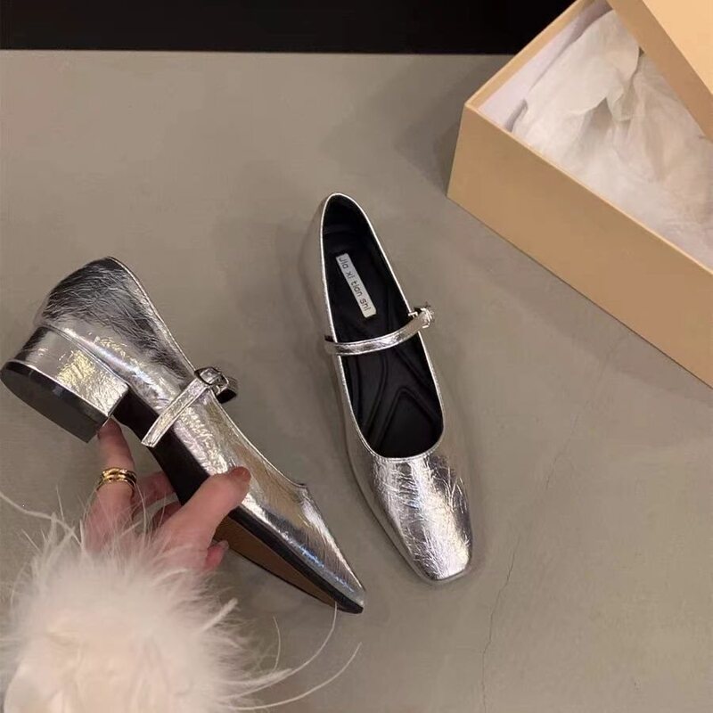 Korean-Style Square-Toe Chunky Heel Mary Jane Shoes, 2025 New Model, Single-Strap, Elegant Commuter Shallow-Mouthed Pumps Korean-Style Square-Toe Chunky Heel Mary Jane Shoes, 2025 New Model, Single-Strap, Elegant Commuter Shallow-Mouthed Pumps