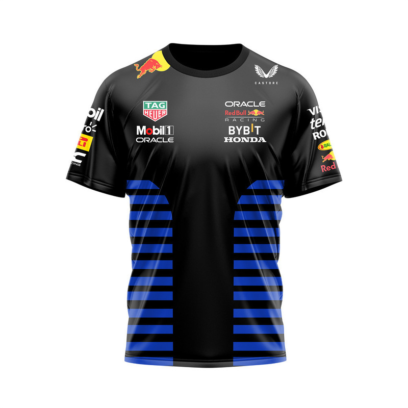 Cross-Border Hot Model 2024F1 Racing Red Bull Team Hot-Selling New 3D Digital Printing Short-Sleeved T-Shirt