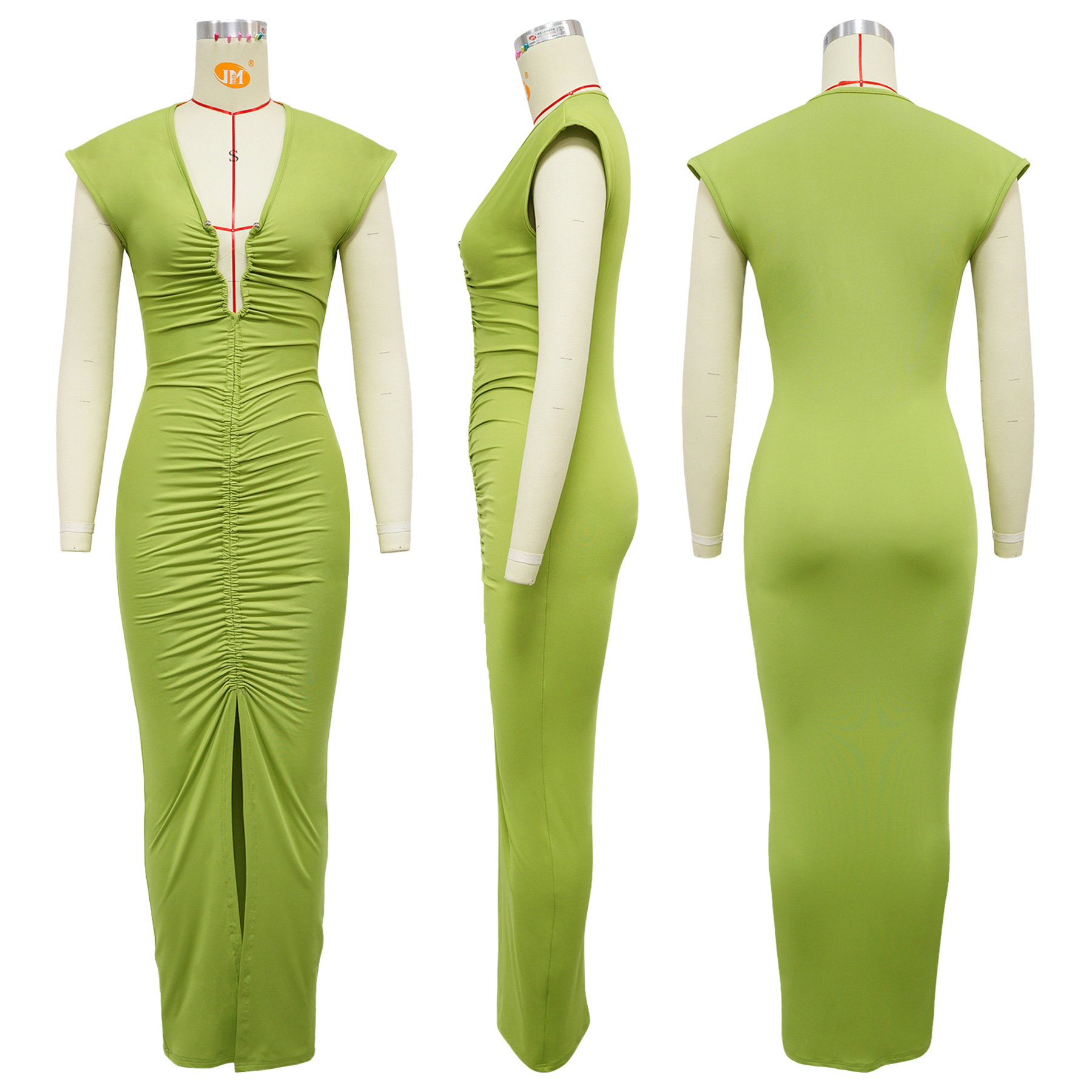 308g Weight Midi Dress Dress Length Type Sleeveless Sleeve Length Bodycon Dress Dresses Type Polyester Fabric Type High Waist Waist Line Party, Cocktail Party Occasion V Neck Neckline Skinny Fit Type Solid Color Pattern Summer Season Women's Gender Sexy, Streetwear Style Wholesale Women's Sexy Streetwear Solid Color Party Cocktail Party V Neck Sleeveless Bodycon Dress 8