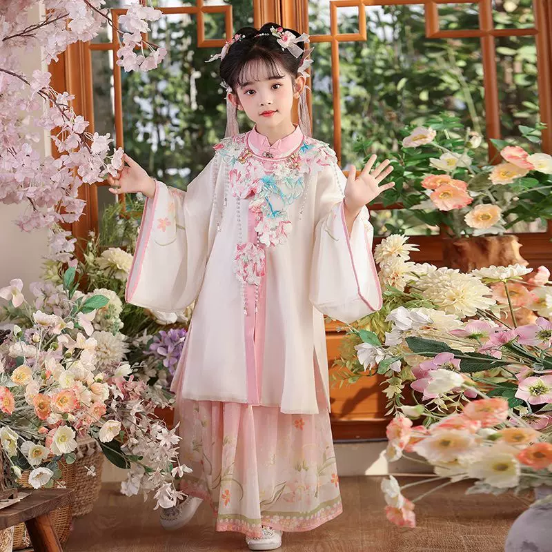 女童汉服2025新款夏季薄款明制簪花儿童超仙女孩古风摄影古装演出