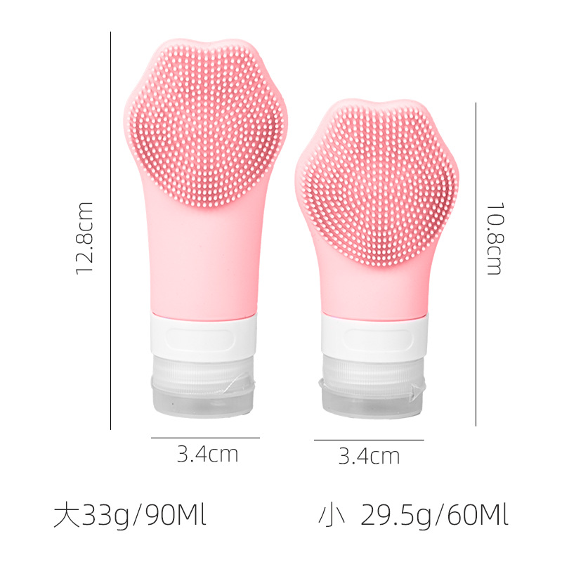 Cross-border popular silicone dispenser bottle four-piece set shampoo and shower gel storage 60ml dispenser bottle with hook brushed