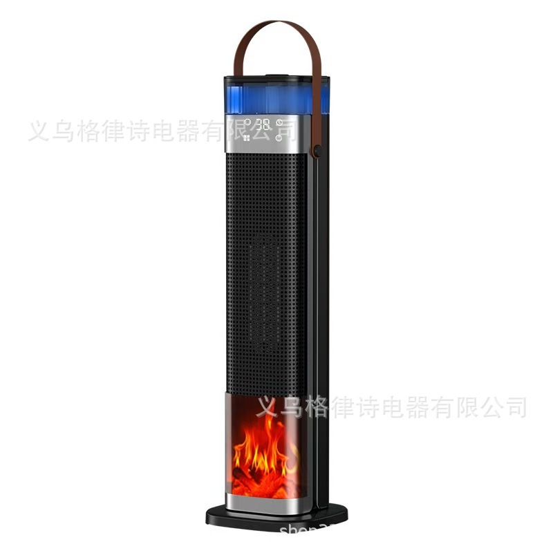 新款跨境家用取暖器语音3D仿真火焰暖风机速热立式加湿雾化电暖气|undefined