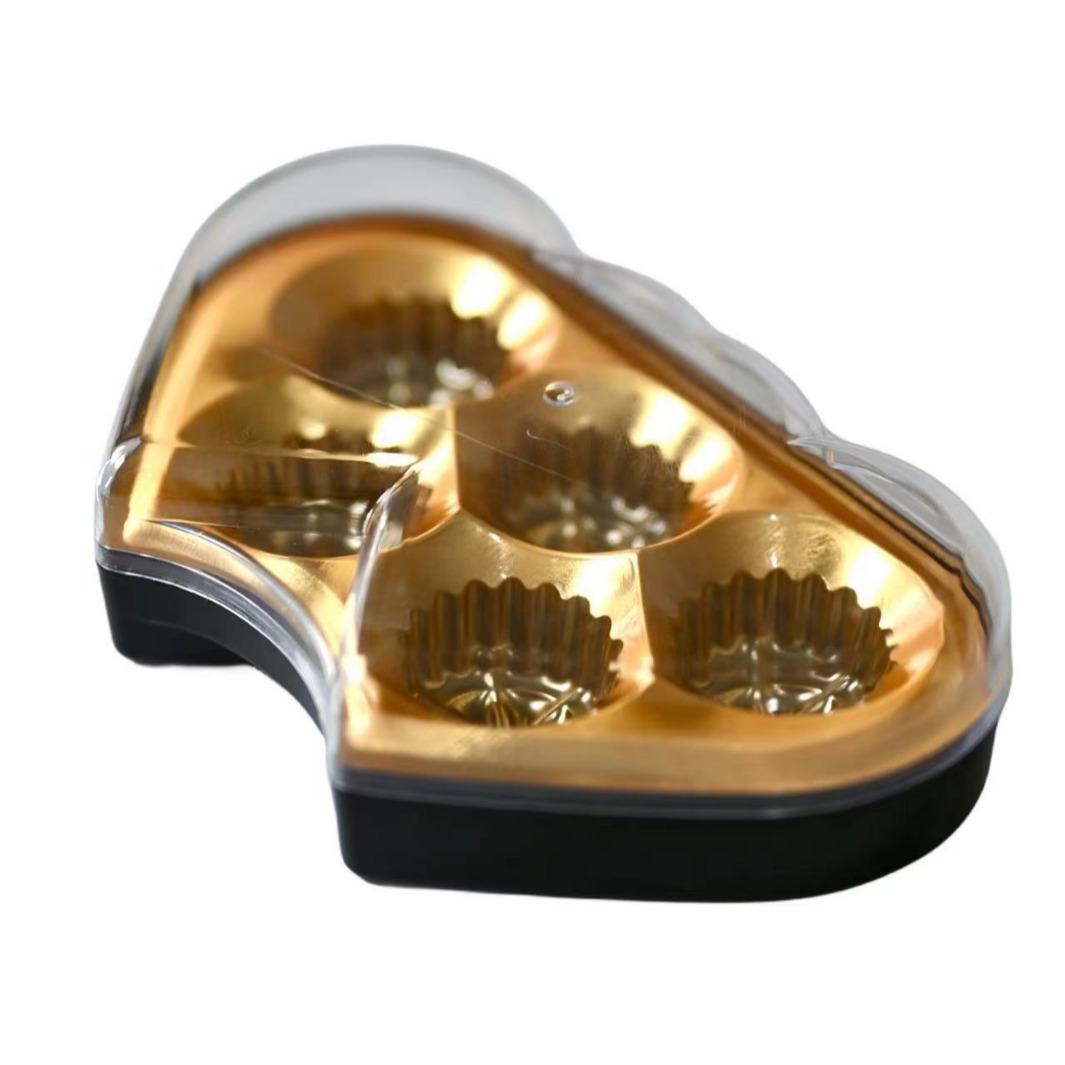 Caja de plástico de 5 cápsulas en forma de corazón doble, bola de chocolate, dulces, dulces, caja de regalo de boda, caja de regalo.