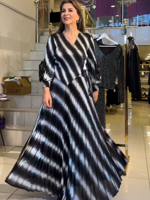 亚马逊2025欧美跨境秋季新款印花时尚收腰修身女装腰带衬衣连衣裙|undefined