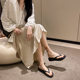 Seaside Thick-soled Non-slip Wedge Flip-flops Women's Summer Outfit Bathing Wear-resistant Travel Mid-heel Beach Slippers
