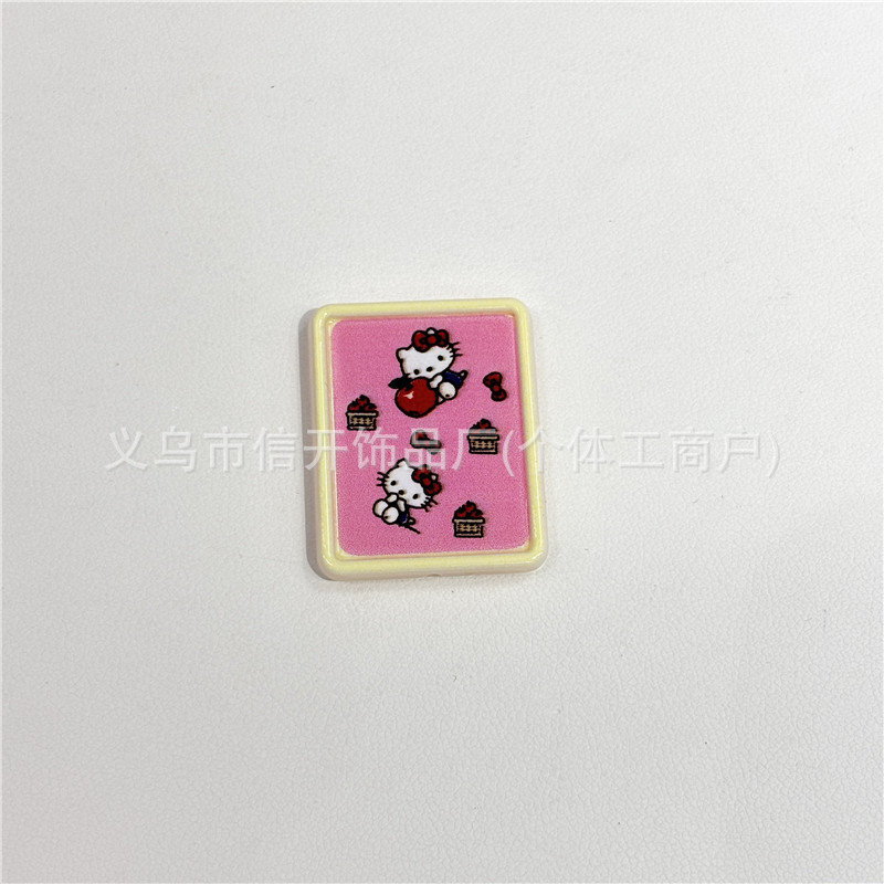 通孔kt'猫印花相框长方形串珠配件diy手工手机链包挂饰品散珠材料|undefined