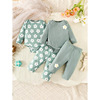 Girls Floral Print Bodysuit And Pants Set Green Flower|ru