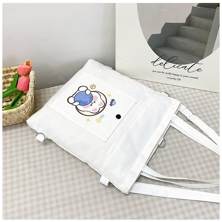 Wholesale of 2025 new cartoon casual canvas bags, large-capacity, fashionable and cute girl single-shoulder bags and tote crossbody bags undefined