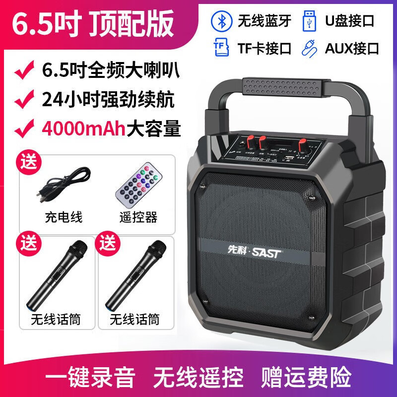 先科屋外ハンディブルートゥースオーディオ大出力広場舞携帯スピーカー大音量無線マイク付きk歌|undefined