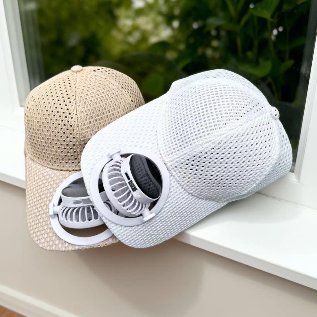 Solar Powered Digital Display Fan Breathable Mesh Baseball Cap Long Brimmed Sunshade For Men And Women Outdoor Hiking And Travel Sun Protection_voghion.com