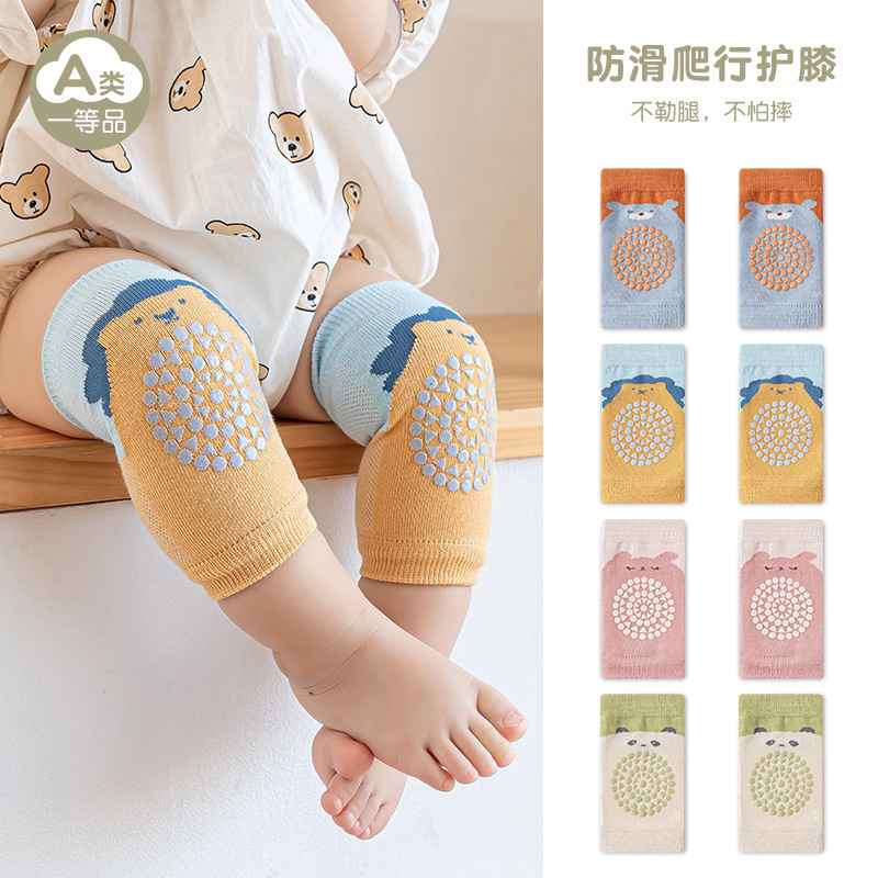 Medias de punto de malla de algodón fino, calcetines de punto de rastreo huecos, niños y niñas para bebés, calcetines de bebé, rodilleras de dibujos animados antideslizantes