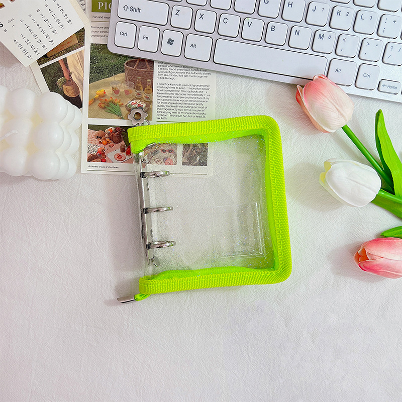 Mini cremallera de color concha de libro de hojas sueltas 3 agujeros de metal clip de hojas sueltas PVC mano libro chica cuaderno al por mayor