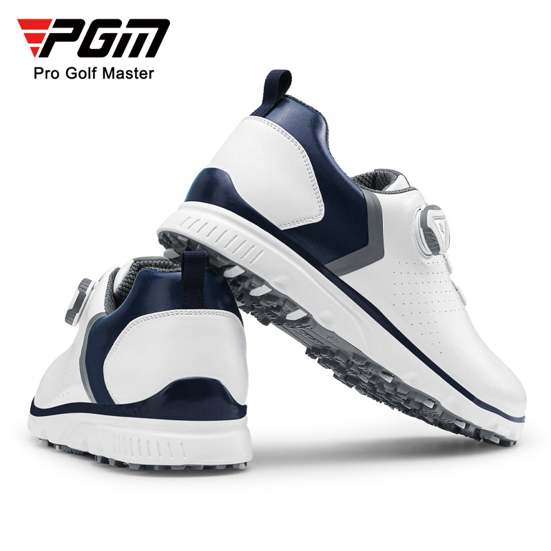Giày golf PGM nam chống trượt, chống nước, đinh dẻo — XZ226-Trắng Xanh xám