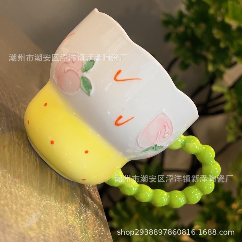 设计师浮雕早餐燕麦牛奶杯陶瓷高颜值手工可微波炉大容量葫芦杯|undefined