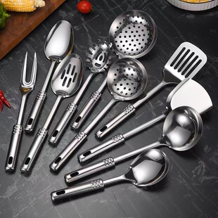 Stainless steel kitchenware spoon shovel suit kitchen restaurant spatula soup spoon colander rice spoon frying shovel cooking seven-piece tool set