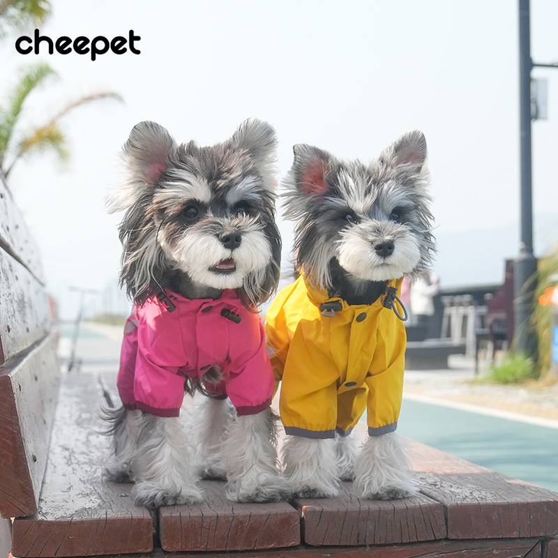 Perro impermeable todo incluido de cuatro patas poncho impermeable Teddy Bomei día lluvioso ropa para mascotas Pequeño Perro mediano Oso