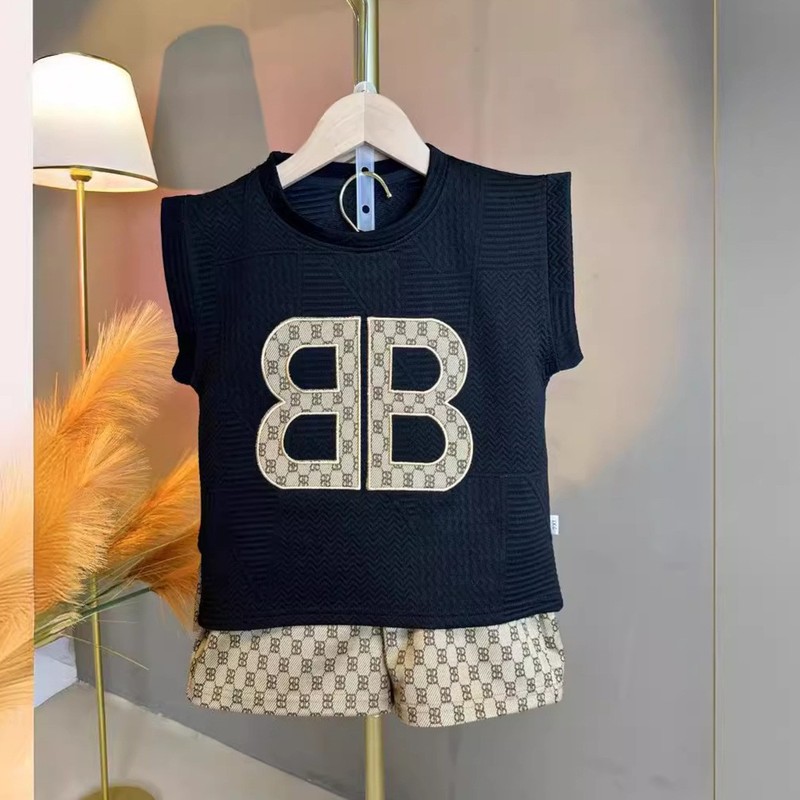 クロスボーダー子供服【刺繍モデル】男の子ベストスーツ新しい子供ネットセレブ服子供クールでハンサムな夏服|undefined