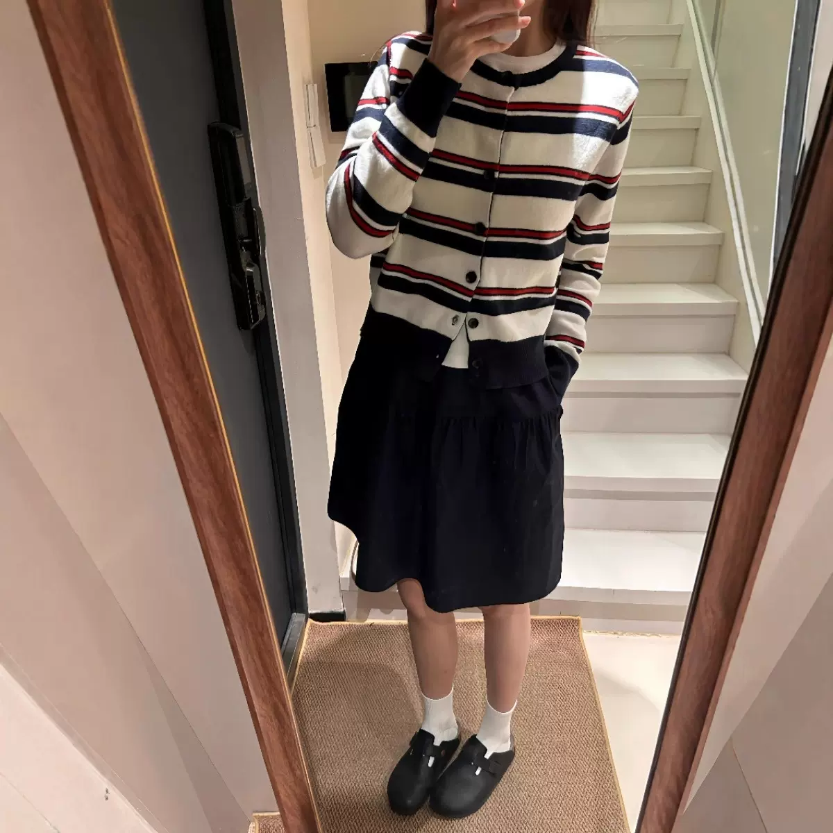 条纹针织开衫毛衣女2025秋季新款撞色别致韩系小个子短款外套上衣