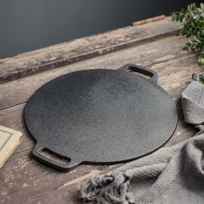 Thick Cast Iron Shandong Grains Pancake Wok Pancake Pot Household Non-coated Flat Bottom Pot Pancake Fruit Tool 