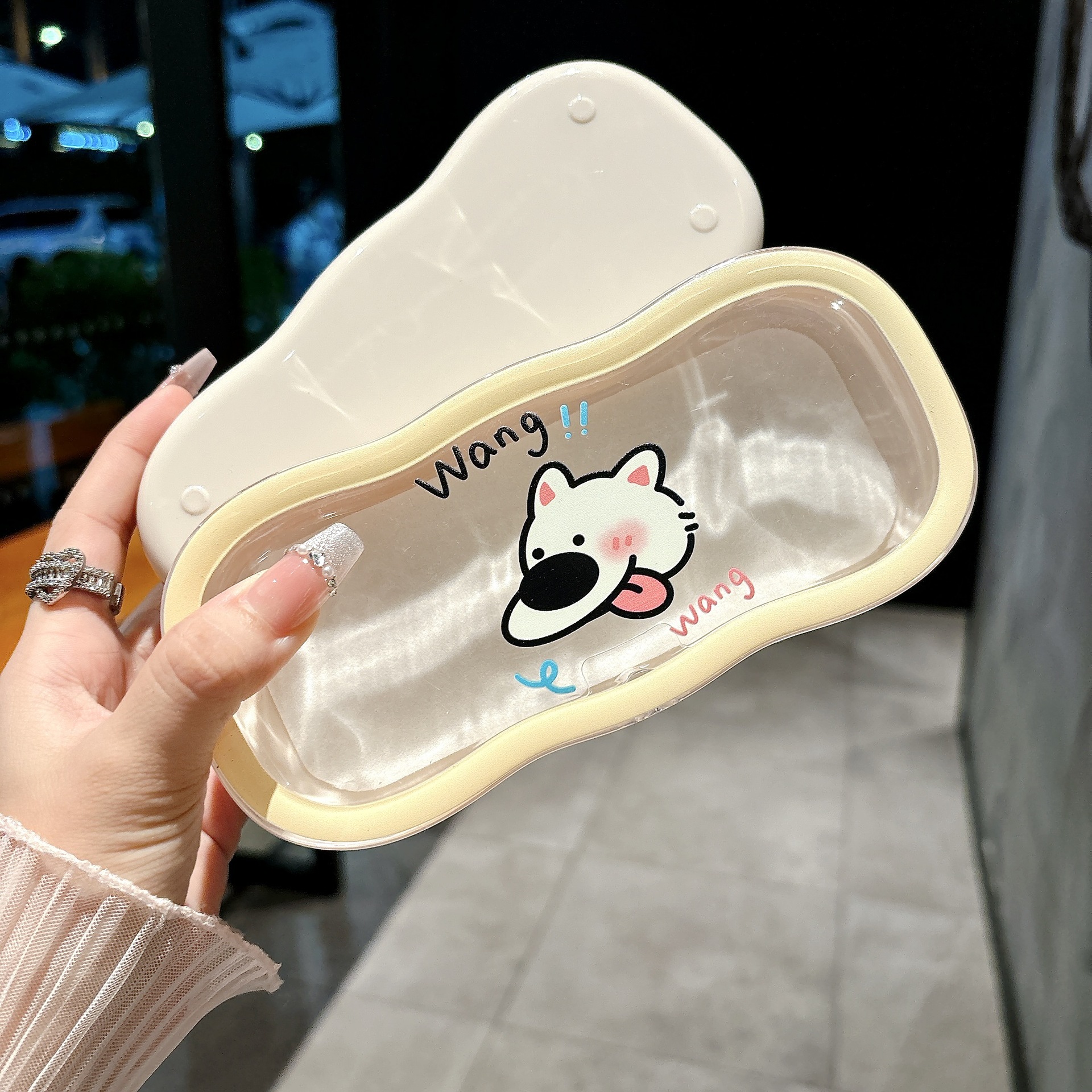 Caja de gafas transparentes de borde de la nube, alta sensación de almacenamiento portátil, niños, niños, niños, estudiantes, lindos, caja de gafas al por mayor