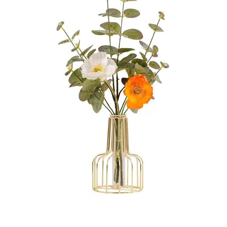 Fábrica al por mayor Nordic ins oro florero de cristal hierro flor seca hidropónico salón comedor Mesa TV gabinete decoraciones