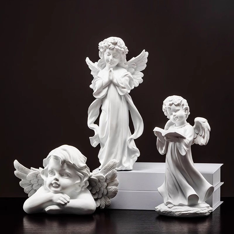 Europa retro niña ángel figura decoración artística artesanía escultura de yeso modelo decoración