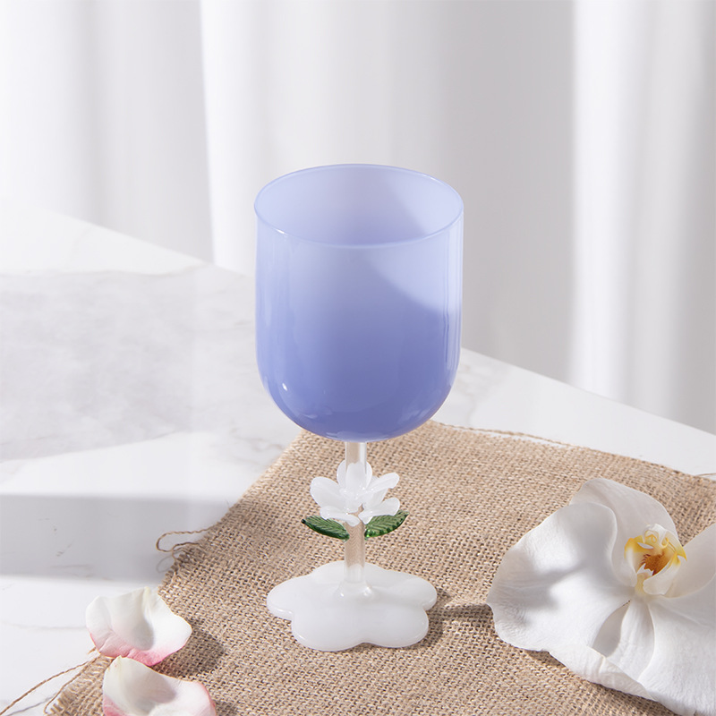 Taza de vino de varilla de flor tridimensional Taza de vino de alto valor artístico Taza de champán Taza de agua resistente al calor Taza de jugo de frutas