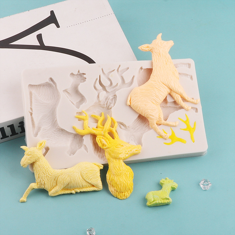 Navidad ELK Antler pastel de chocolate decoración del molde de epoxy decoración de la joyería herramienta de molienda fondant molde para hornear