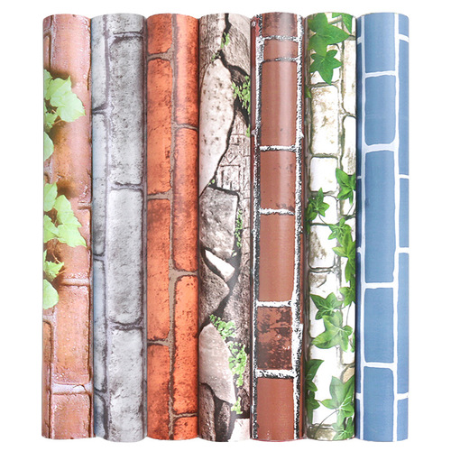 Retro brick dormitory wallpaper waterproof wall cloth bedroom wallpaper self-adhesive wholesale 3d wall sticker pvc live room background