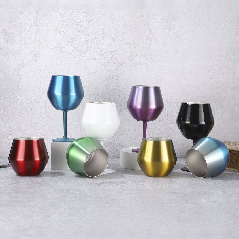 Vaso de vacío de acero inoxidable 304 nuevo transfronterizo Vaso desmontable de color al vacío Vaso de vino tinto colorido de 14oz