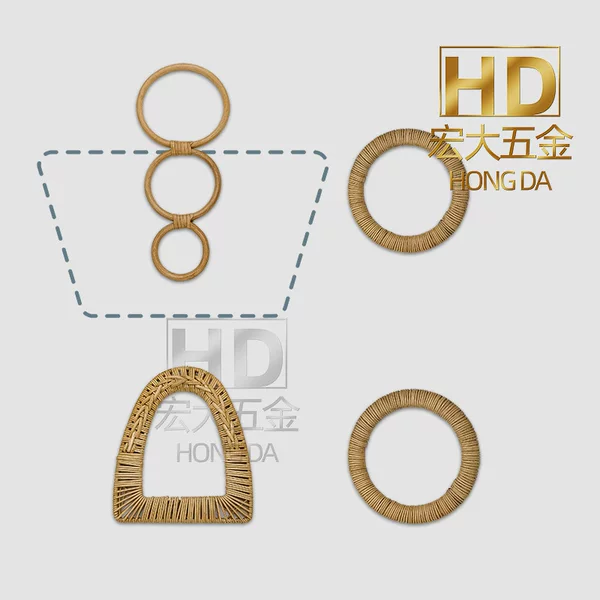 Cross-Border Bamboo and Rattan D-Shaped Handles, New DIY Bag Handles, Handbag Accessories, Wholesale