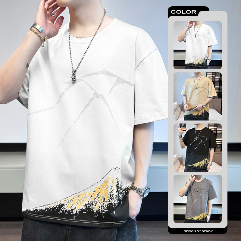 Camiseta de manga corta para hombres de verano nueva camiseta de algodón transpirable de cuello redondo tendencia de moda en la ropa de media manga